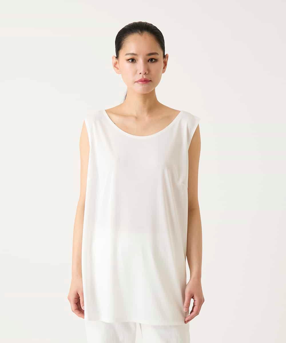 RMKGE75079 HIROKO BIS GRANDE(ヒロコ ビス グランデ) 【大きいサイズ】ベーシックインナーチュニックタンクトップ /洗濯機で洗える ホワイト