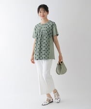 RMKGT72250 HIROKO BIS GRANDE(ヒロコ ビス グランデ) 【洗える】ドットディテールジョイントデザインチュニック ネイビー