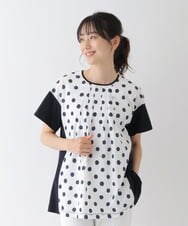 RMKGT72250 HIROKO BIS GRANDE(ヒロコ ビス グランデ) 【洗える】ドットディテールジョイントデザインチュニック ネイビー