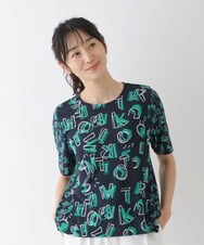 RMKGT80220 HIROKO BIS GRANDE(ヒロコ ビス グランデ) 【洗濯機で洗える】ロゴプリントスムースカットソー ネイビー