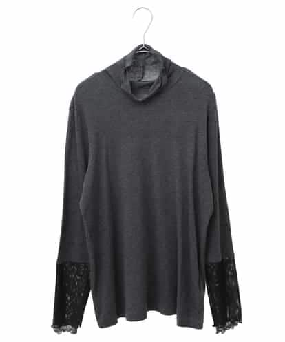 RMKJW75150  【大きいサイズ】配色チュールハイネックプルオーバー /洗える