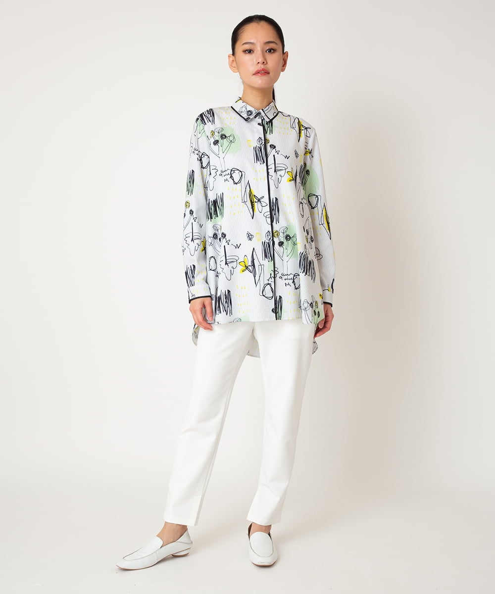 RMLDD81190 HIROKO BIS GRANDE(ヒロコ ビス グランデ) 【先行予約/大きいサイズ】サイドベンツストレッチクロップドパンツ イエロー