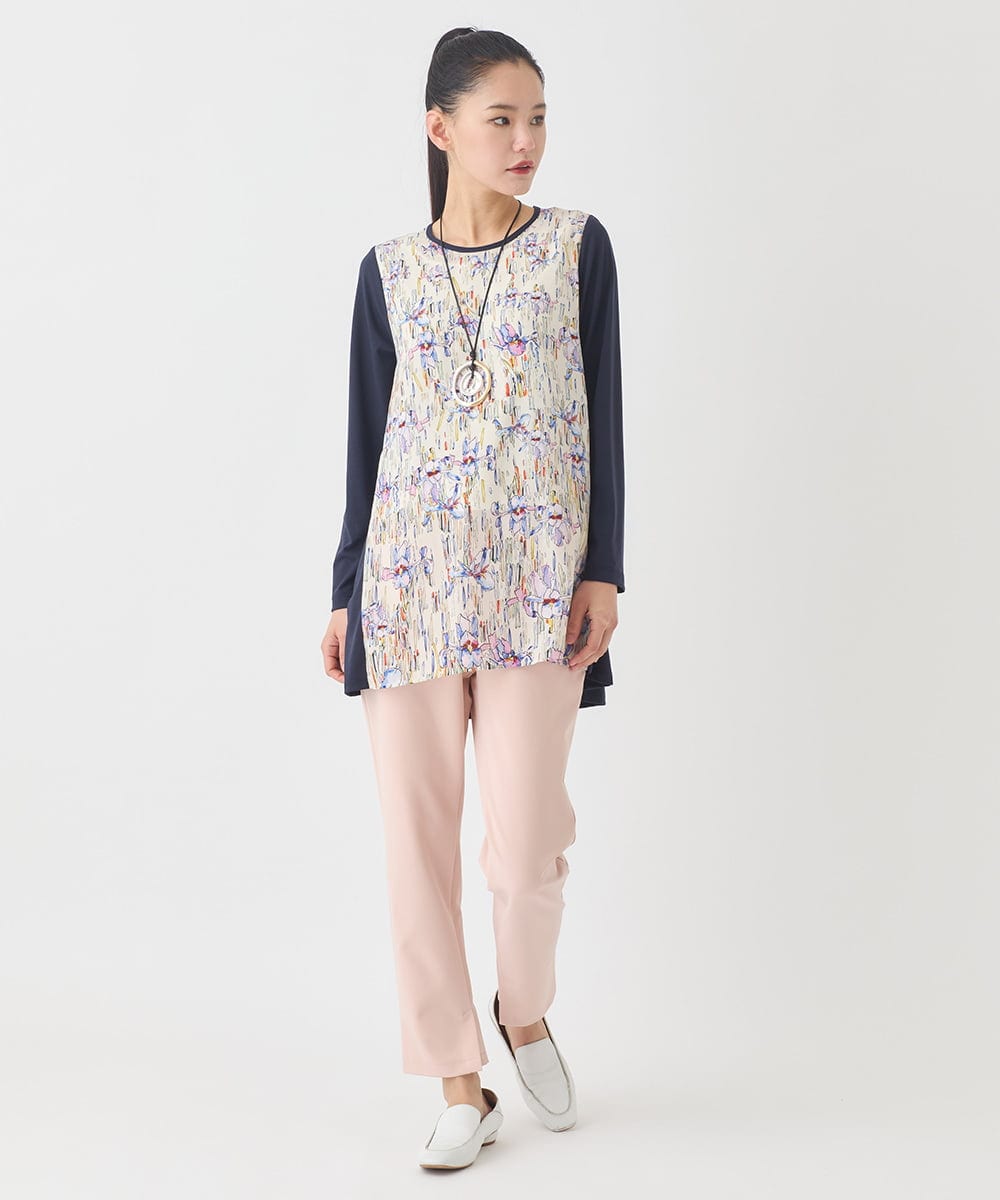 RMLDD81190 HIROKO BIS GRANDE(ヒロコ ビス グランデ) 【大きいサイズ】サイドベンツストレッチクロップドパンツ イエロー