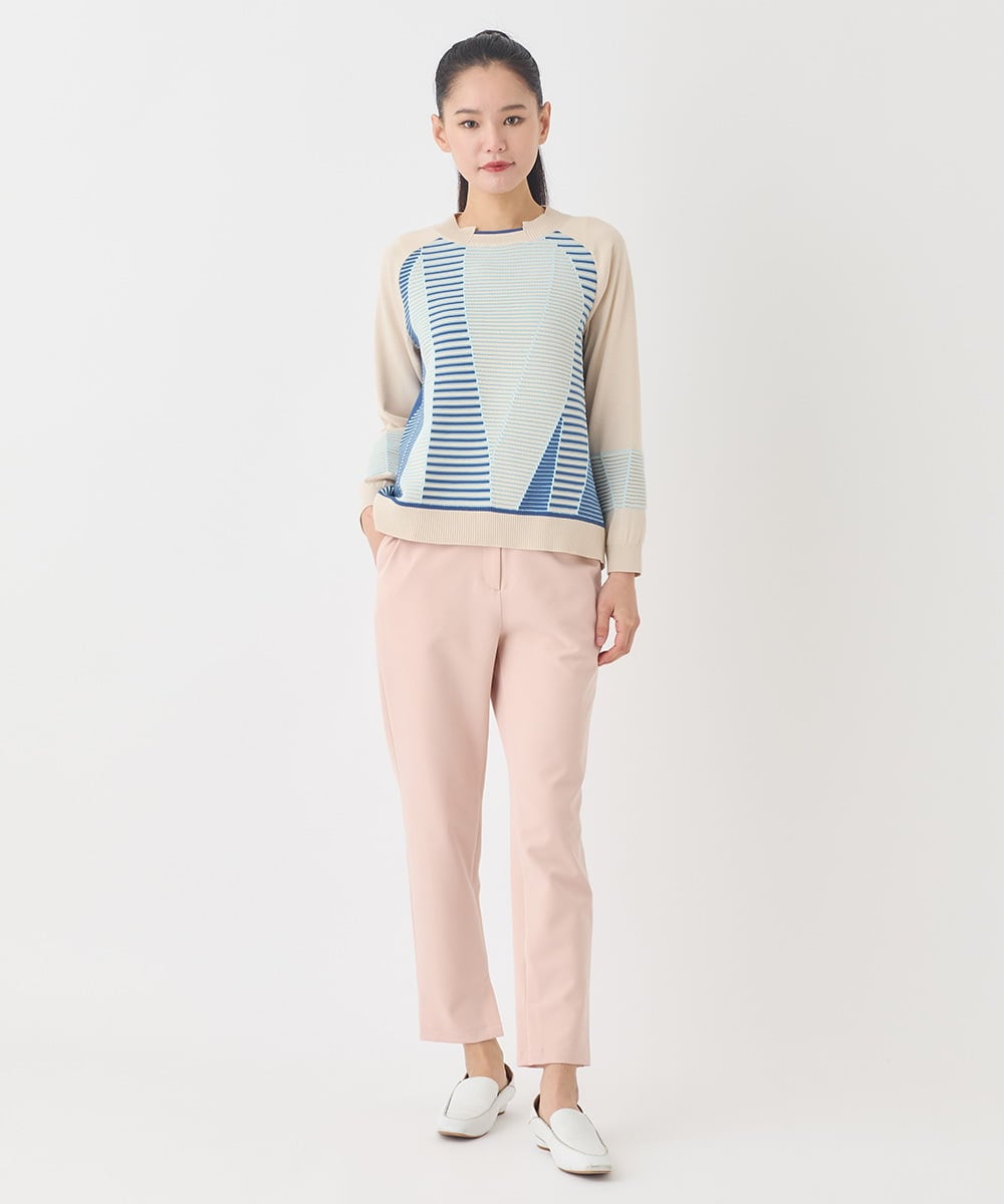 RMLDD81190 HIROKO BIS GRANDE(ヒロコ ビス グランデ) 【大きいサイズ】サイドベンツストレッチクロップドパンツ イエロー