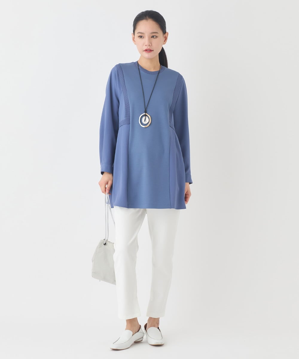 RMLDD81190 HIROKO BIS GRANDE(ヒロコ ビス グランデ) 【大きいサイズ】サイドベンツストレッチクロップドパンツ イエロー