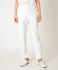 RMLDD81190 HIROKO BIS GRANDE(ヒロコ ビス グランデ) 【先行予約/大きいサイズ】サイドベンツストレッチクロップドパンツ ホワイト