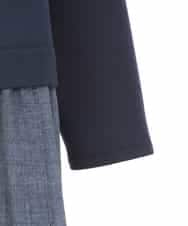 RMPDD53380 HIROKO BIS GRANDE(ヒロコ ビス グランデ) 【大きいサイズ】異素材MIXジャージーワンピース ネイビー