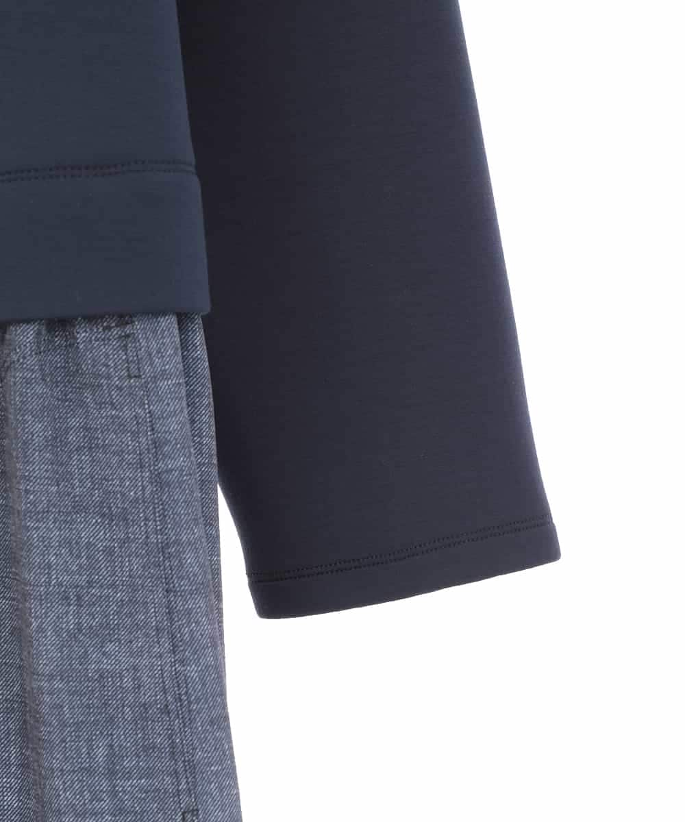 RMPDD53380 HIROKO BIS GRANDE(ヒロコ ビス グランデ) 【大きいサイズ】異素材MIXジャージーワンピース ネイビー