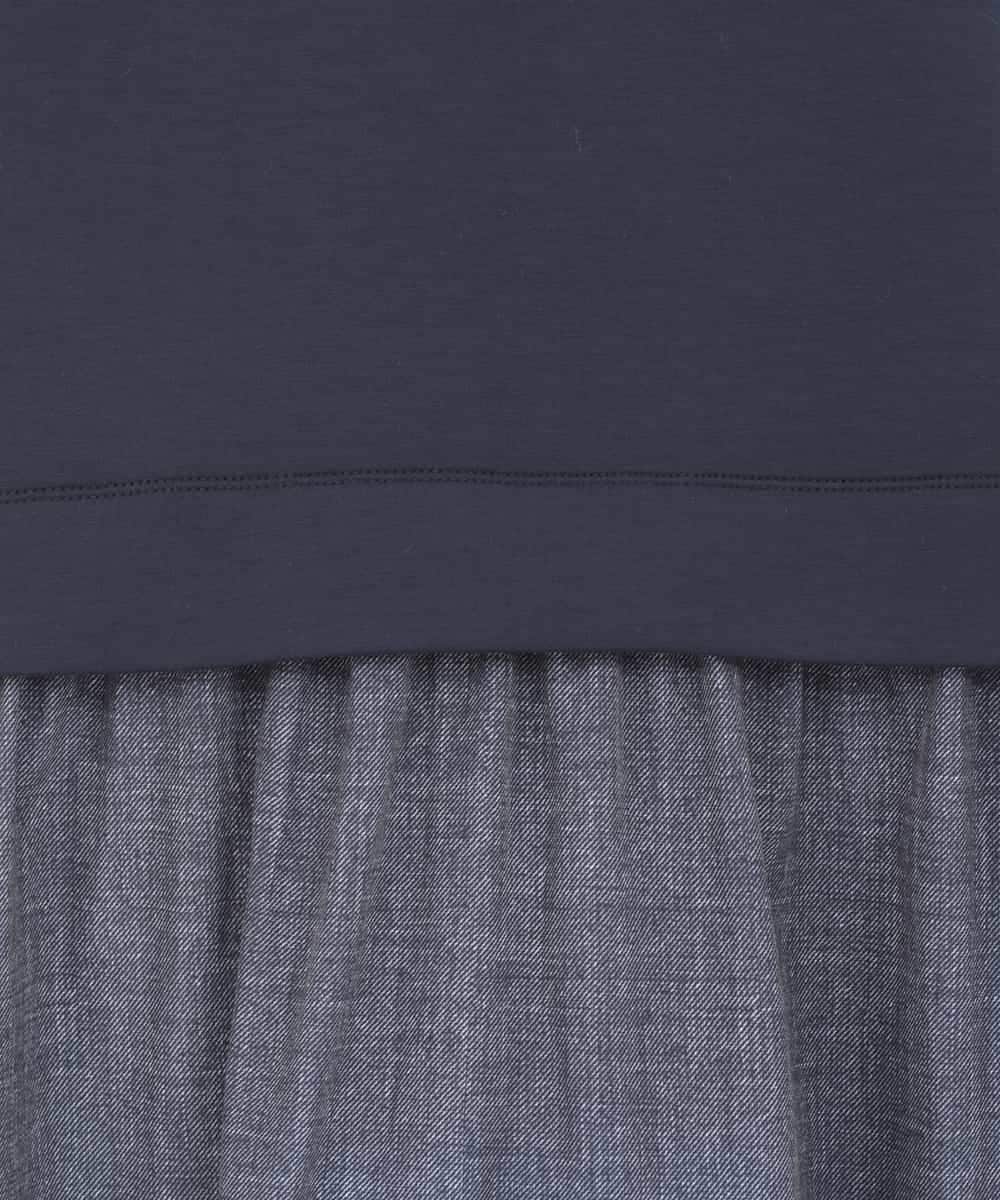 RMPDD53380 HIROKO BIS GRANDE(ヒロコ ビス グランデ) 【大きいサイズ】異素材MIXジャージーワンピース ネイビー