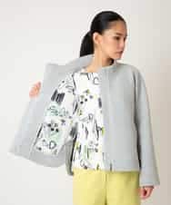 RMTDD50350 HIROKO BIS GRANDE(ヒロコ ビス グランデ) 【先行予約/大きいサイズ】ラウンドヘムショートブルゾン ライトグレー