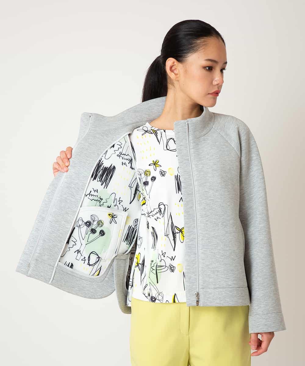 RMTDD50350 HIROKO BIS GRANDE(ヒロコ ビス グランデ) 【先行予約/大きいサイズ】ラウンドヘムショートブルゾン ライトグレー