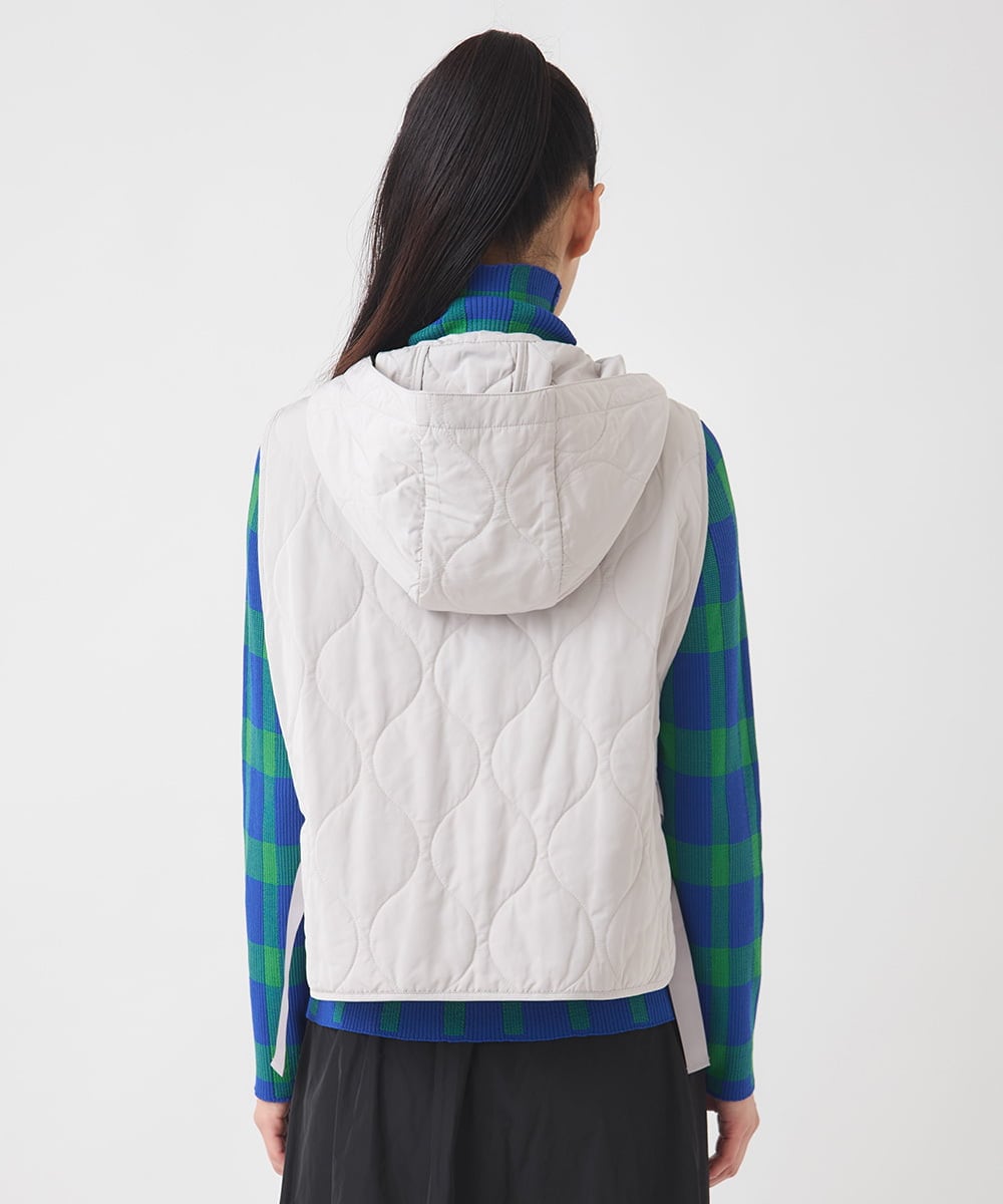 RNYAD12210 HIROKO BIS GRANDE(ヒロコ ビス グランデ) 【大きいサイズ】キルティングフーディージレ /洗える ライトグレー