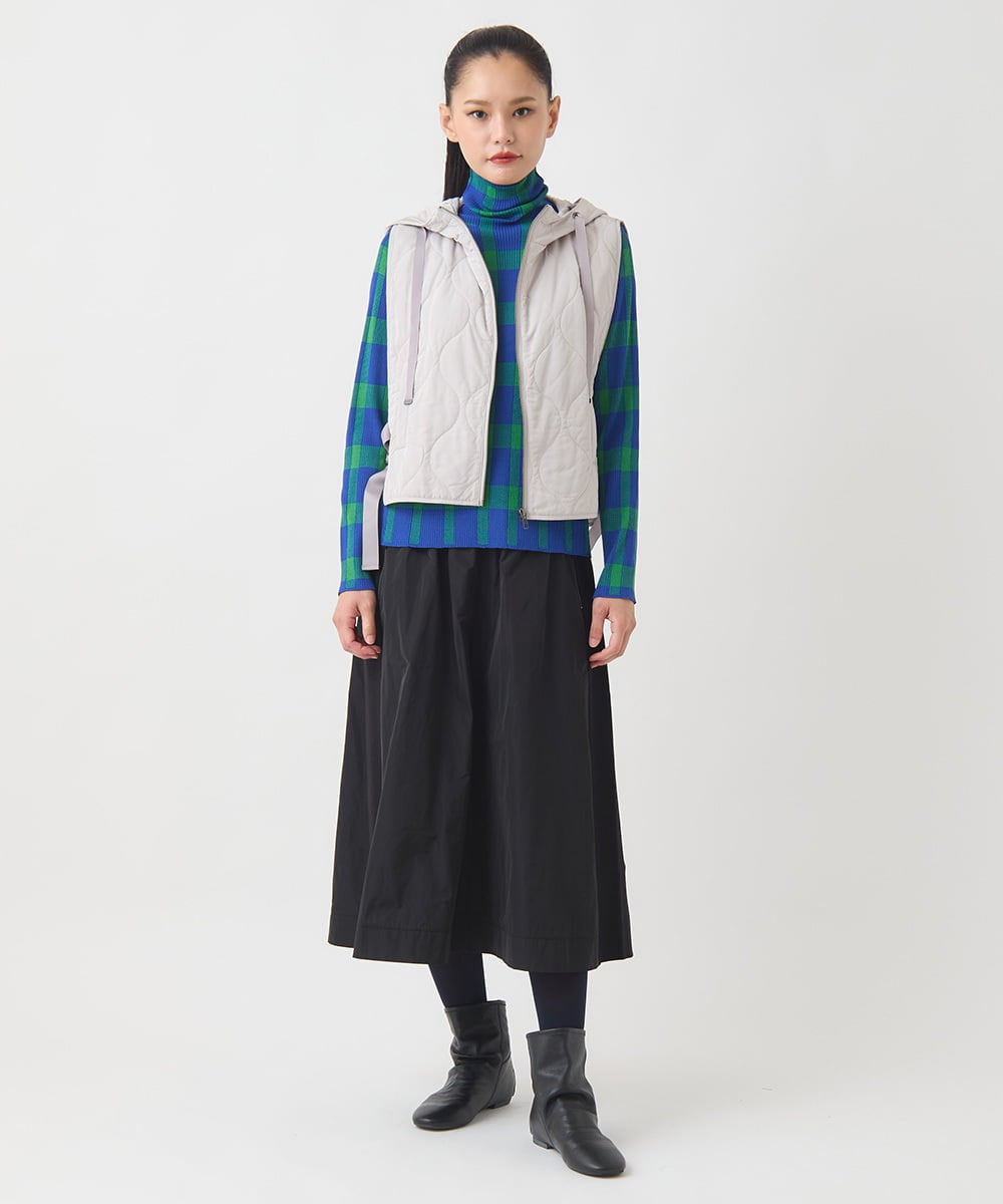 RNYAD12210 HIROKO BIS GRANDE(ヒロコ ビス グランデ) 【大きいサイズ】キルティングフーディージレ /洗える ライトグレー