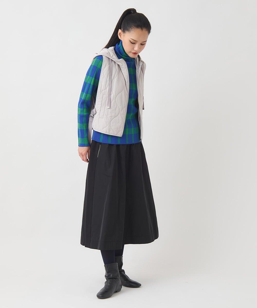 RNYAD12210 HIROKO BIS GRANDE(ヒロコ ビス グランデ) 【大きいサイズ】キルティングフーディージレ /洗える ライトグレー