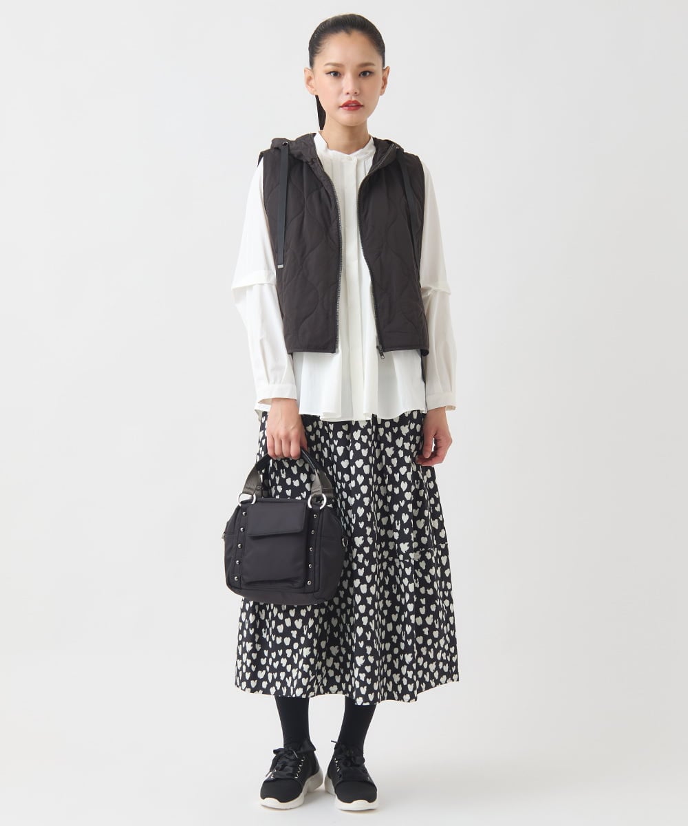 RNYAD12210 HIROKO BIS GRANDE(ヒロコ ビス グランデ) 【大きいサイズ】キルティングフーディージレ /洗える ライトグレー