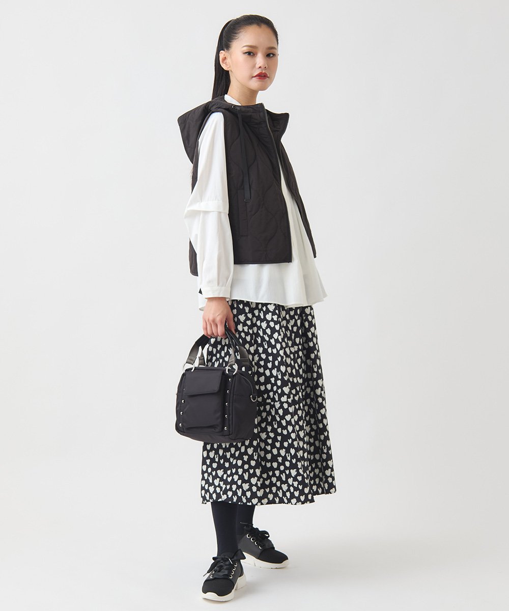 RNYAD12210 HIROKO BIS GRANDE(ヒロコ ビス グランデ) 【大きいサイズ】キルティングフーディージレ /洗える ライトグレー