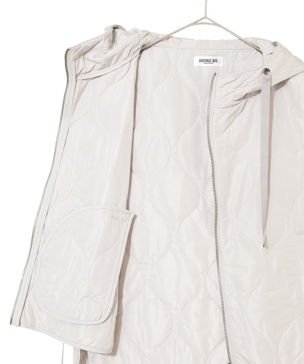 RNYAD12210 HIROKO BIS GRANDE(ヒロコ ビス グランデ) 【大きいサイズ】キルティングフーディージレ /洗える ライトグレー