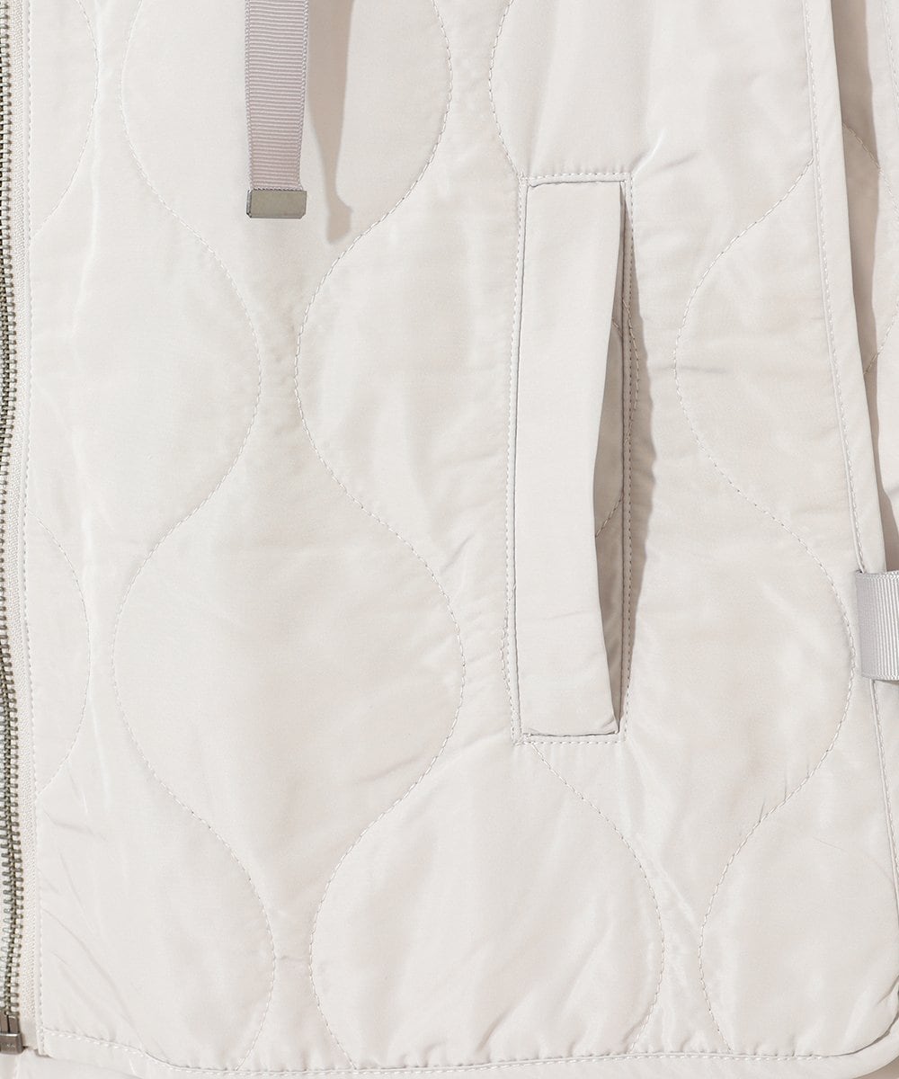 RNYAD12210 HIROKO BIS GRANDE(ヒロコ ビス グランデ) 【大きいサイズ】キルティングフーディージレ /洗える ライトグレー