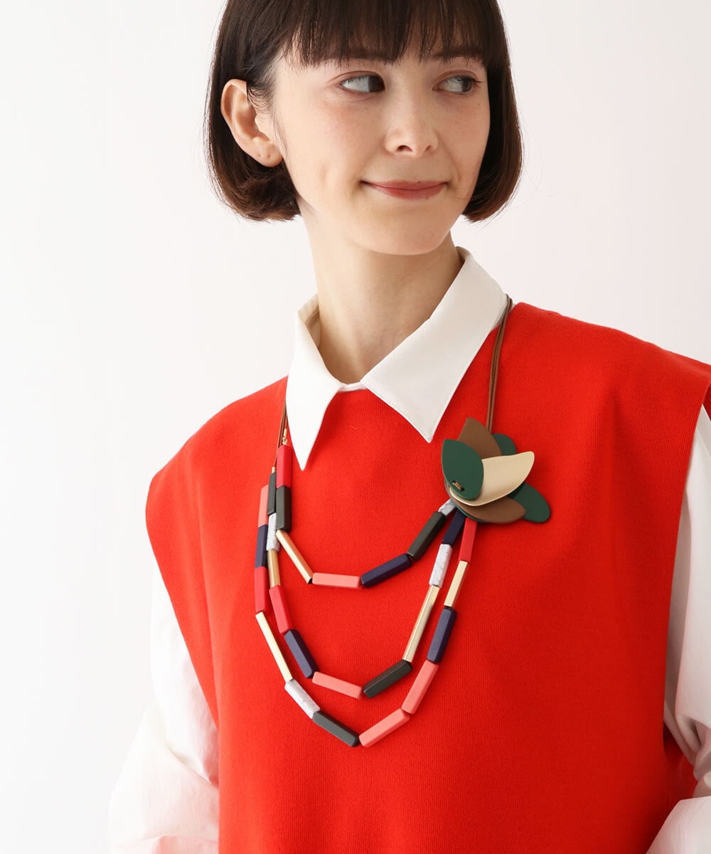 RP2AV01110 HIROKO BIS(ヒロコ ビス) カラーMIX三連ネックレス ゴールド