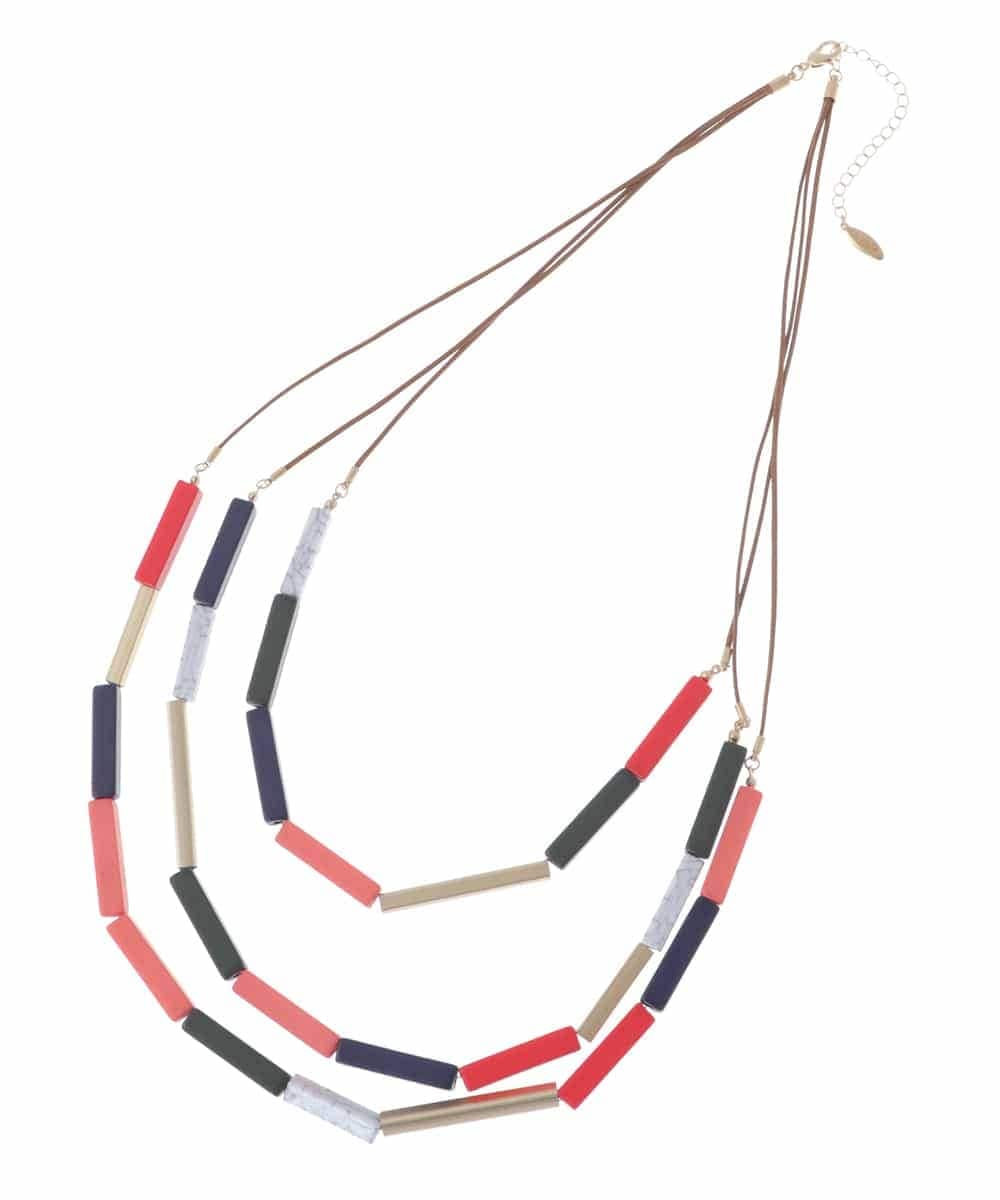 RP2AV01110 HIROKO BIS(ヒロコ ビス) カラーMIX三連ネックレス ゴールド