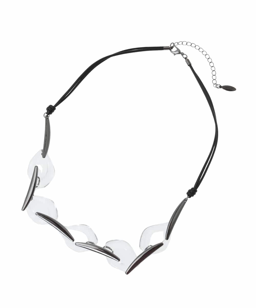 RP2GA04080 HIROKO BIS(ヒロコ ビス) クリア×メタルパーツネックレス シルバー