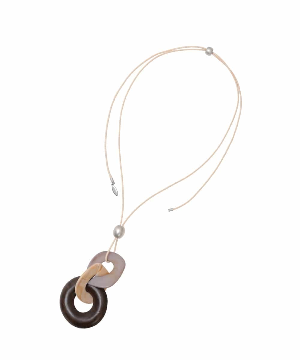 RP2HE03080 HIROKO BIS(ヒロコ ビス) ウッドアクリルジョイントネックレス ベージュ