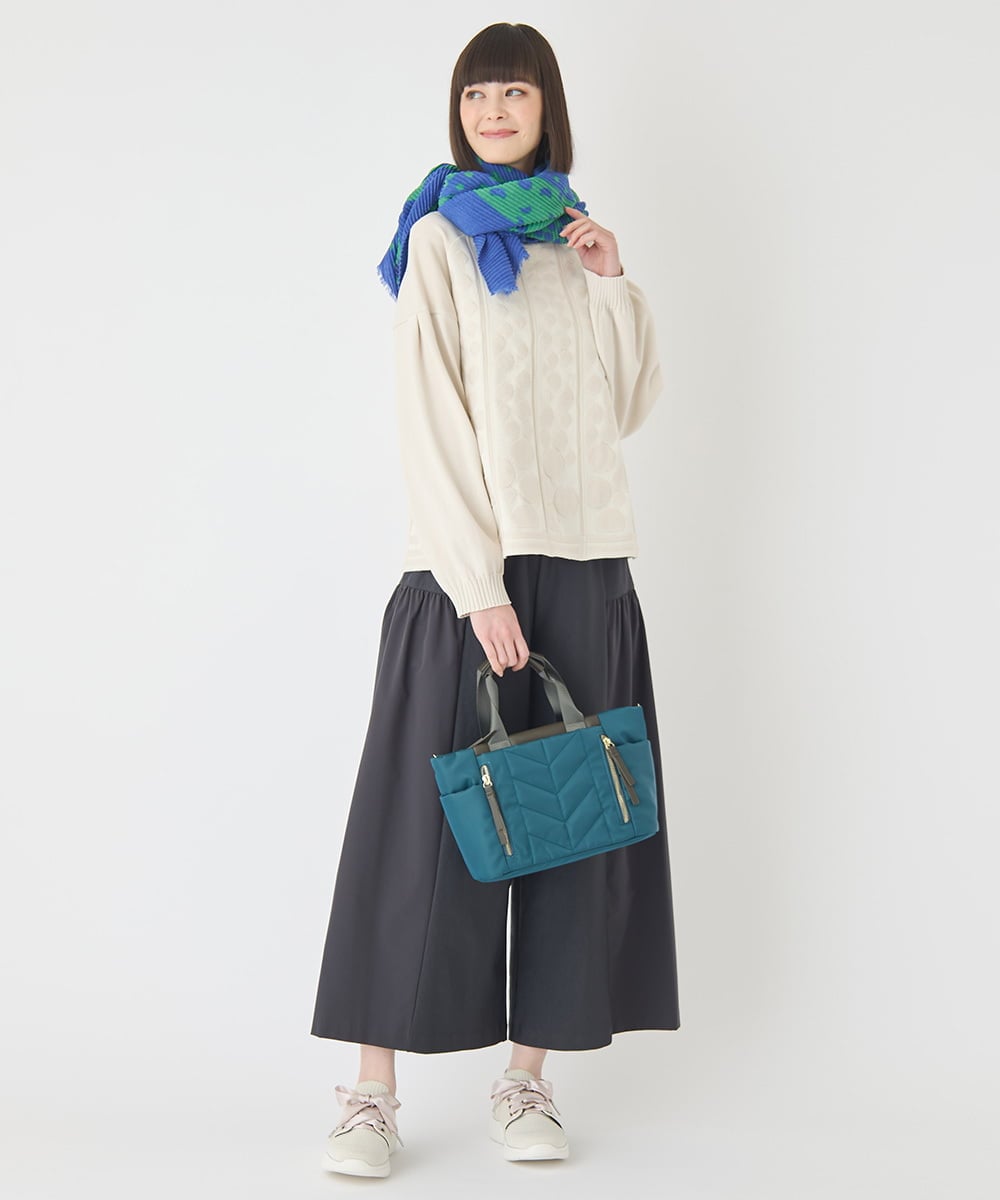 RP3CE06090 HIROKO BIS(ヒロコ ビス) ドットプリーツストール /洗える ブルー