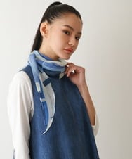 RP3FB05090 HIROKO BIS(ヒロコ ビス) ブロッキングプリントひし形ストール /洗える ブルー
