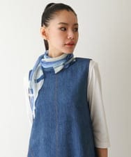 RP3FB05090 HIROKO BIS(ヒロコ ビス) ブロッキングプリントひし形ストール /洗える ブルー