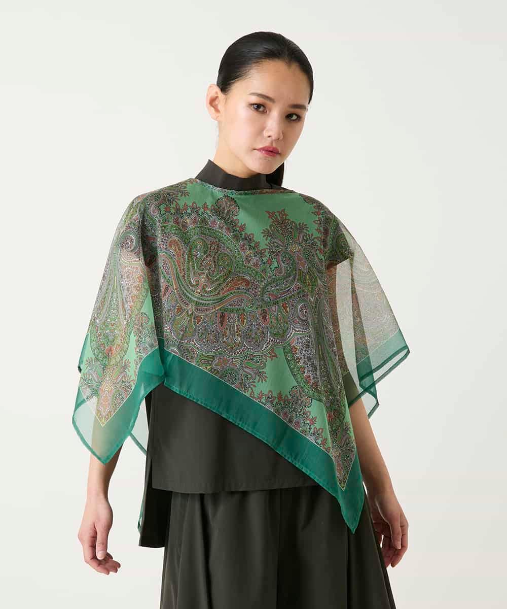 RP3FD05090 HIROKO BIS(ヒロコ ビス) マルチウェイスカーフ柄プリントストール グリーン