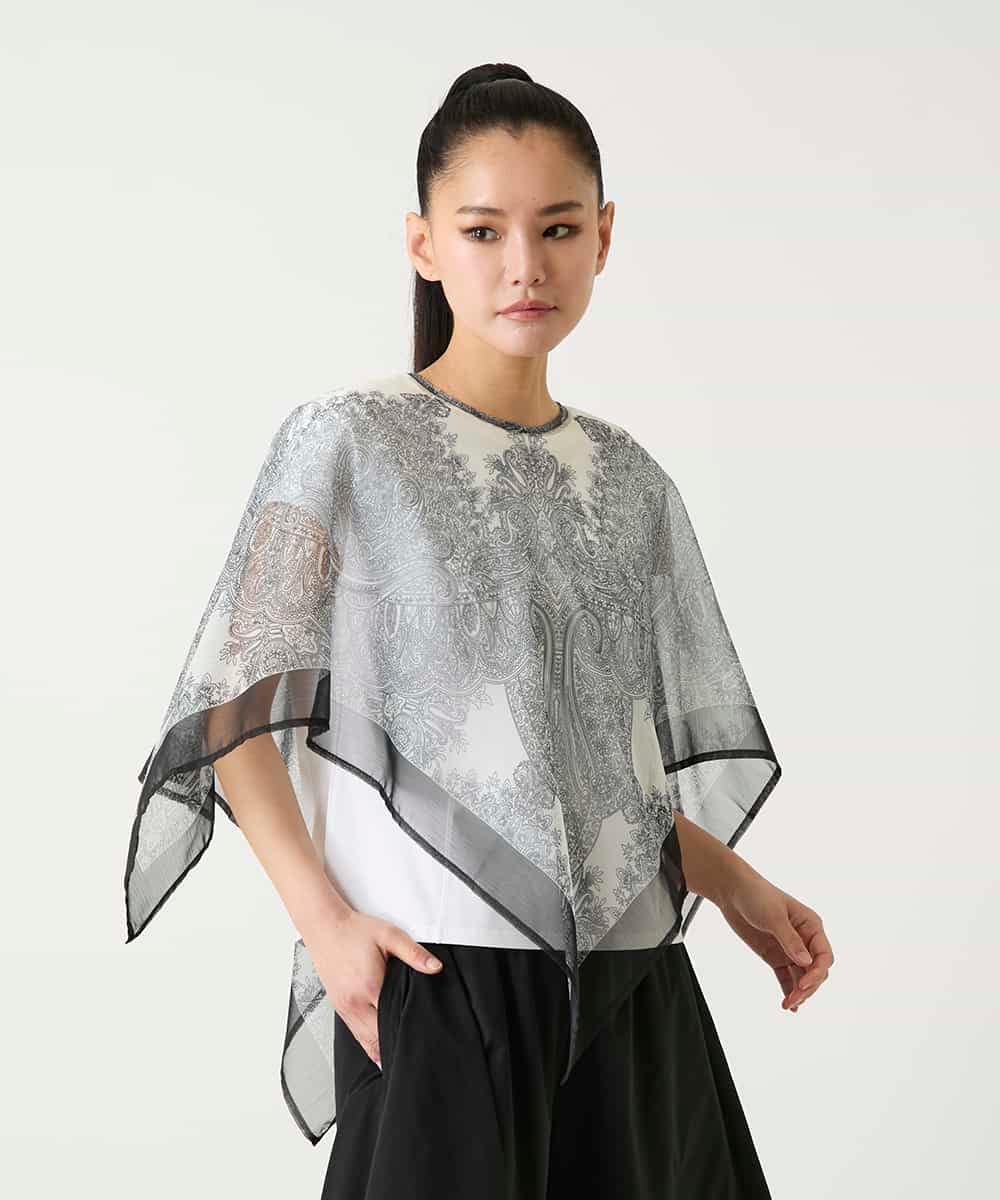 RP3FD05090 HIROKO BIS(ヒロコ ビス) マルチウェイスカーフ柄プリントストール ホワイト