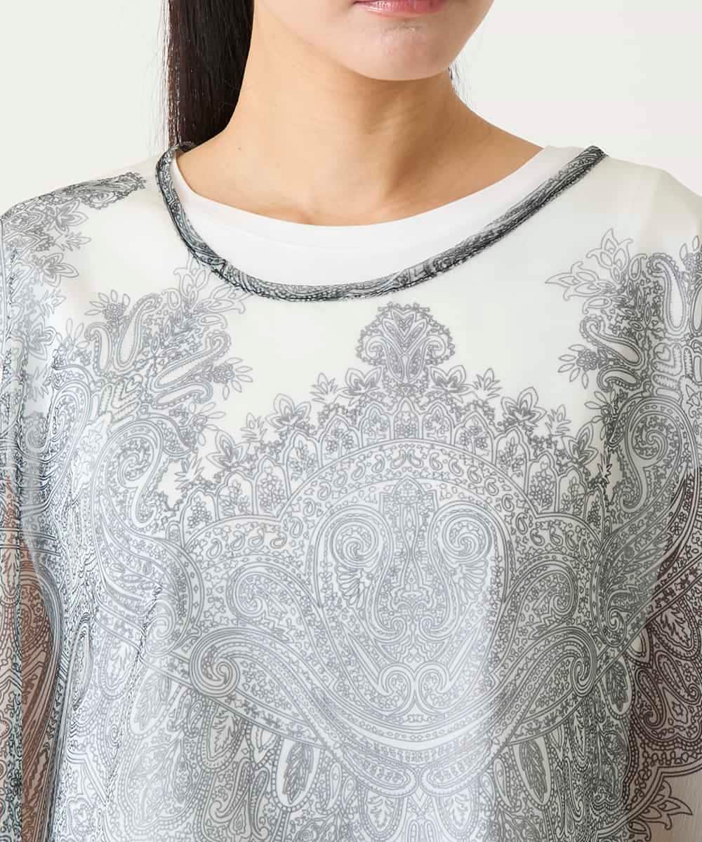 RP3FD05090 HIROKO BIS(ヒロコ ビス) マルチウェイスカーフ柄プリントストール ホワイト