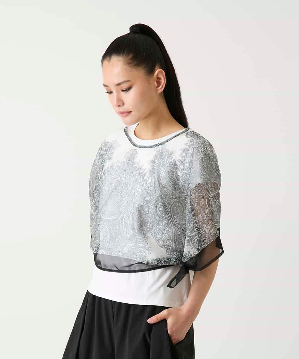 RP3FD05090 HIROKO BIS(ヒロコ ビス) マルチウェイスカーフ柄プリントストール ホワイト