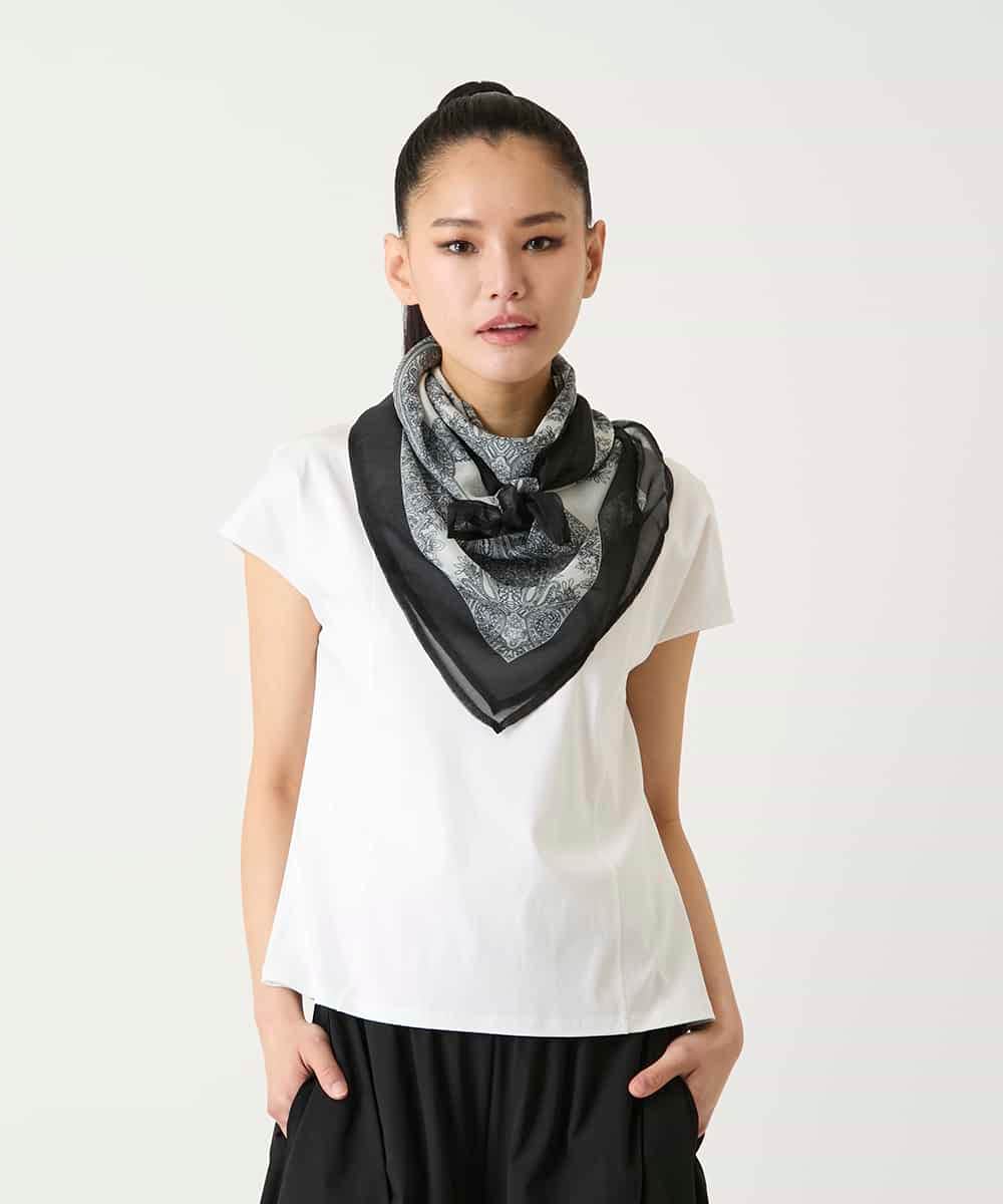 RP3FD05090 HIROKO BIS(ヒロコ ビス) マルチウェイスカーフ柄プリントストール ホワイト