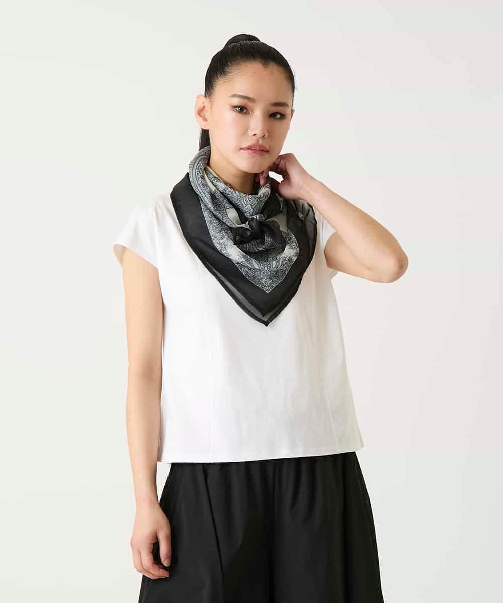 RP3FD05090 HIROKO BIS(ヒロコ ビス) マルチウェイスカーフ柄プリントストール ホワイト
