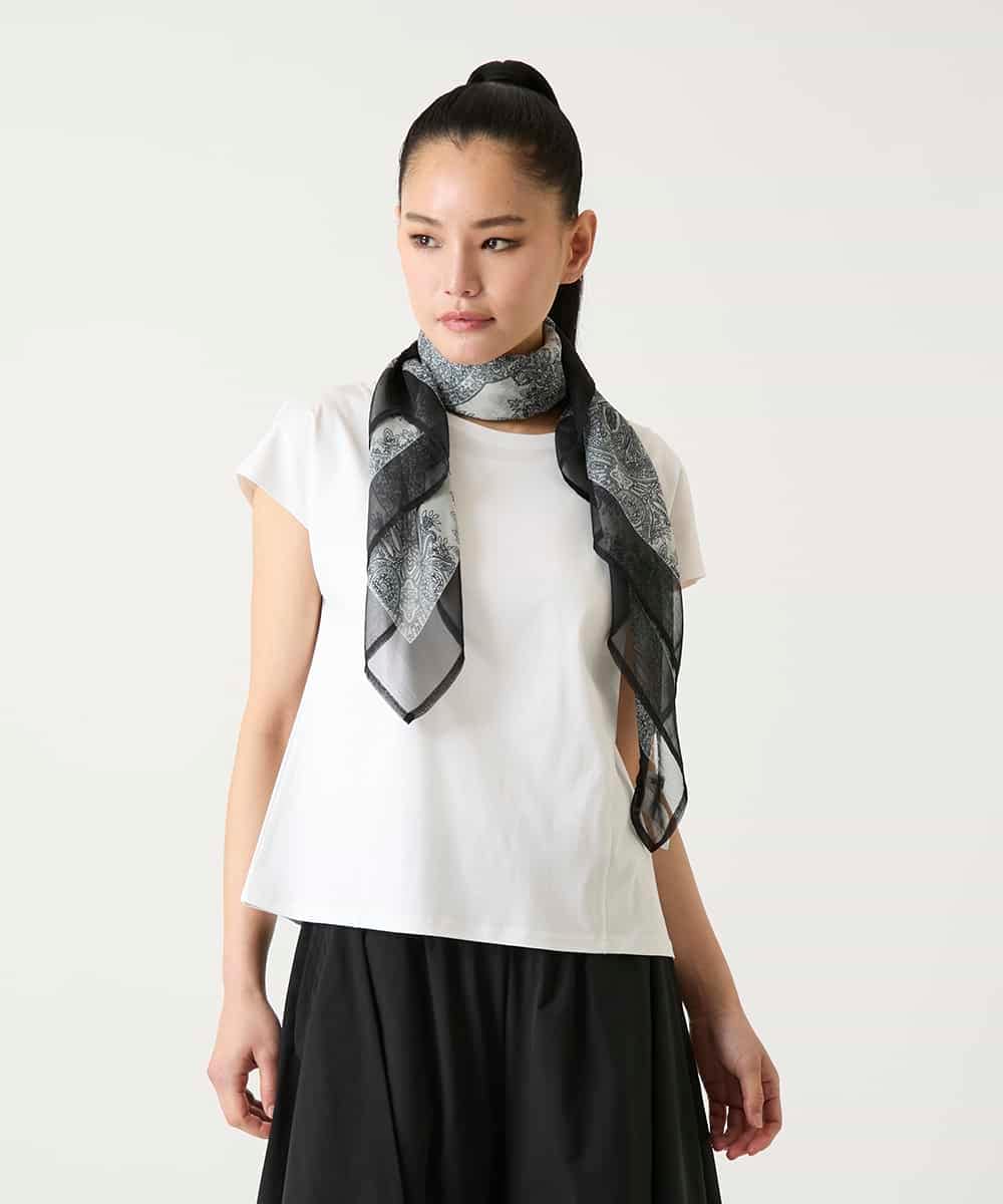 RP3FD05090 HIROKO BIS(ヒロコ ビス) マルチウェイスカーフ柄プリントストール ホワイト