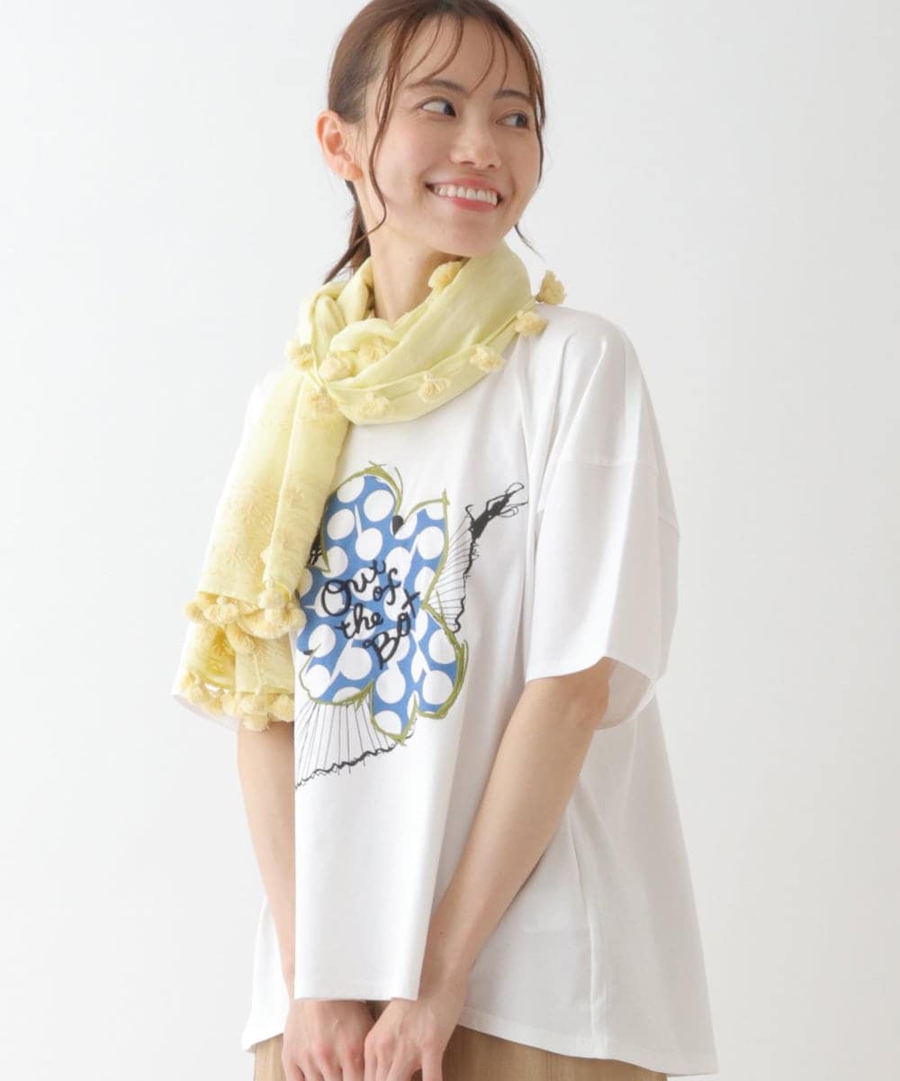 RP3FT05140 HIROKO BIS(ヒロコ ビス) 【洗える】刺繍タッセルストール ライトイエロー