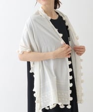 RP3FT05140 HIROKO BIS(ヒロコ ビス) 【洗える】刺繍タッセルストール アイボリー