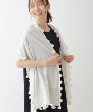 RP3FT05140 HIROKO BIS(ヒロコ ビス) 【洗える】刺繍タッセルストール アイボリー