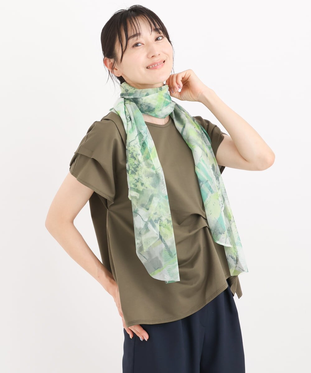 RP3HS04160 HIROKO BIS(ヒロコ ビス) 【洗える】マルチWAYジオメトリックパターンストール グリーン
