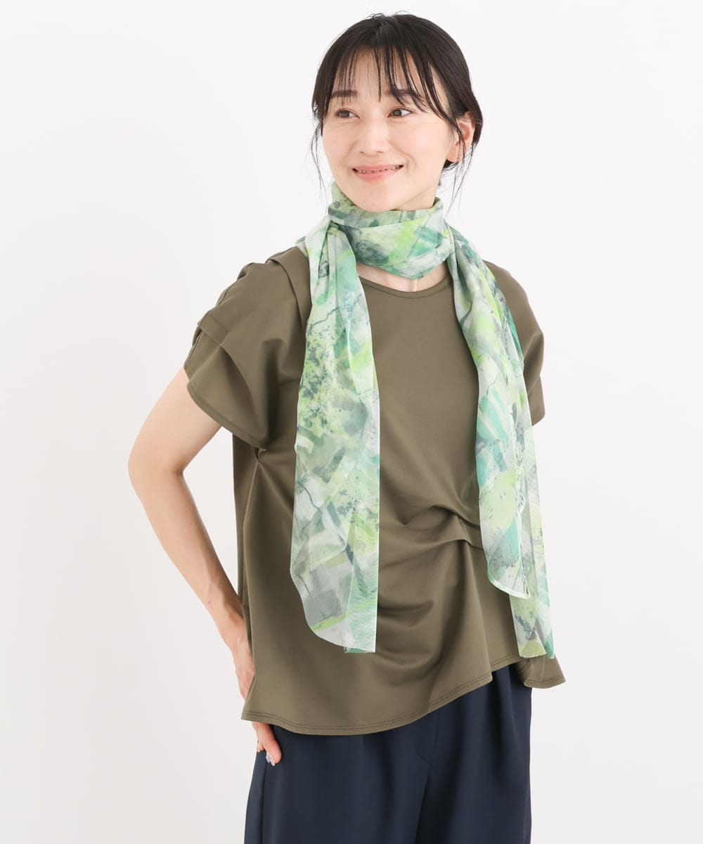 RP3HS04160 HIROKO BIS(ヒロコ ビス) 【洗える】マルチWAYジオメトリックパターンストール グリーン