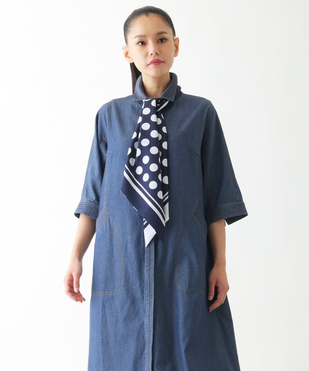 RP3JB04100 HIROKO BIS(ヒロコ ビス) ドットストライプスカーフ ブルー