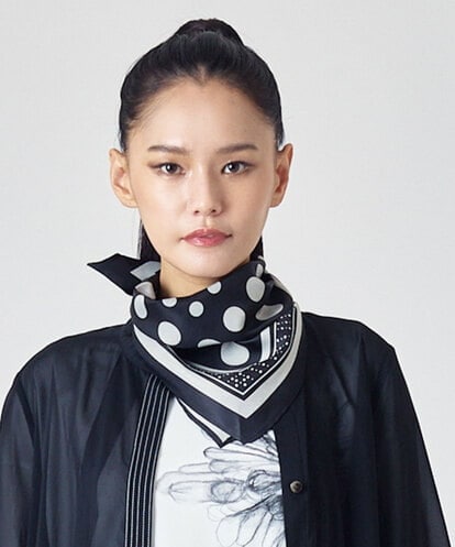 RP3JD03100 HIROKO BIS ドットストライプ両面プリントスカーフ