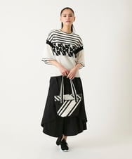 RP5FD10090 HIROKO BIS(ヒロコ ビス) ランダムストライプニットバッグ ブルー