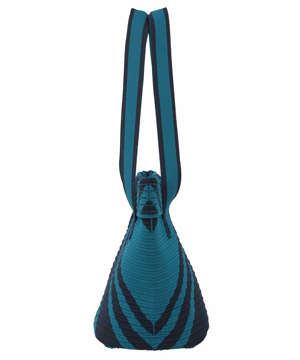 RP5FD10090 HIROKO BIS(ヒロコ ビス) ランダムストライプニットバッグ ブルー