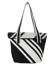 RP5FD10090 HIROKO BIS(ヒロコ ビス) ランダムストライプニットバッグ ブラック