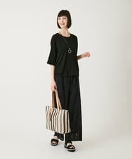 RP5GE09140 HIROKO BIS(ヒロコ ビス) ストライプワイドトートバッグ ブラック