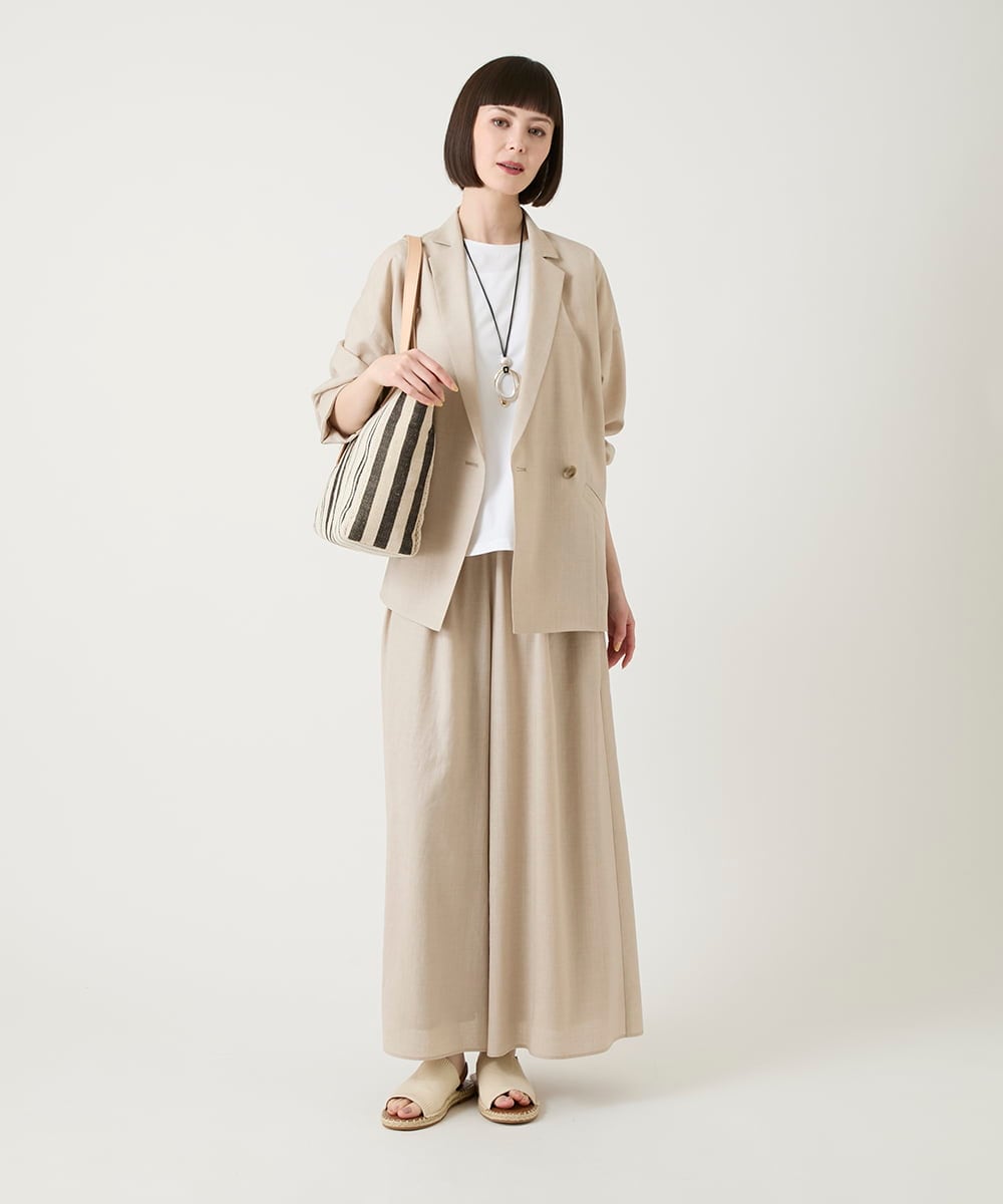 RP5GE09140 HIROKO BIS(ヒロコ ビス) ストライプワイドトートバッグ ブラック