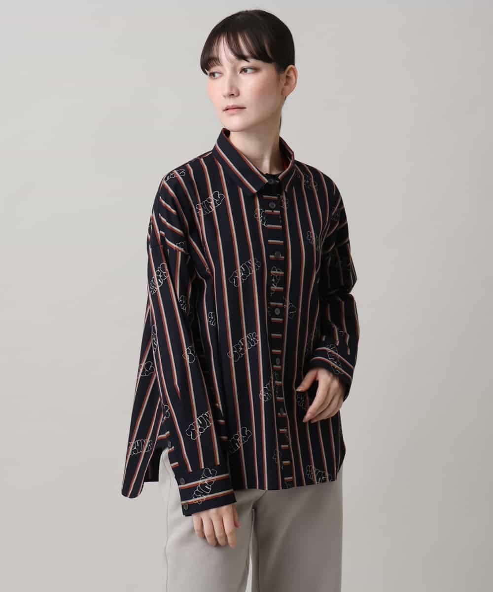 RSBAG09490 TRUNK HIROKO KOSHINO(ヒロココシノ) ストラプロゴデザインシャツ/洗える ブラック