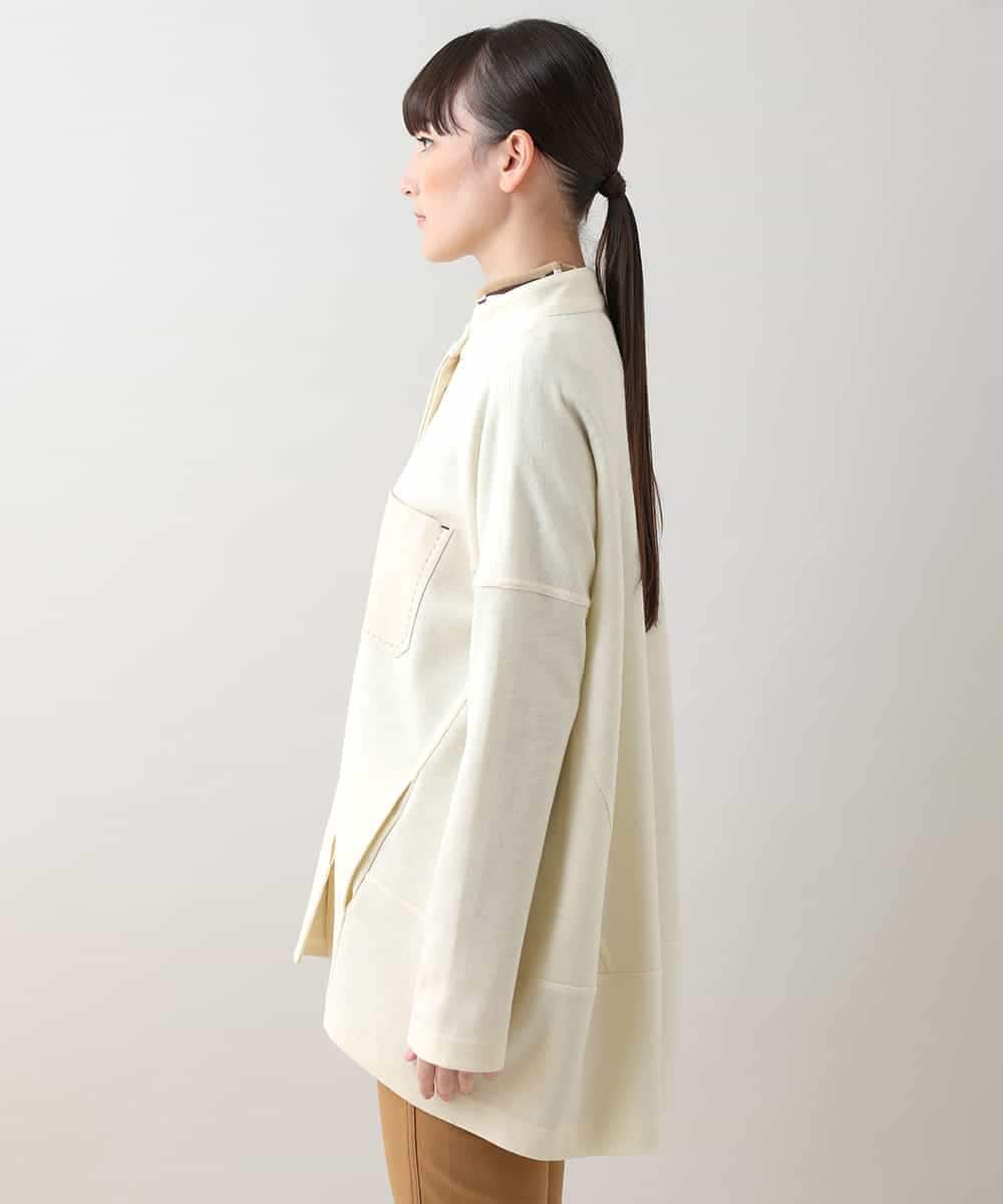 RSBCV08490 TRUNK HIROKO KOSHINO(ヒロココシノ) エコレザージョイントデザインブラウス アイボリー